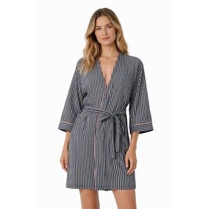 Cosabella Kimono Bath Robe Women S Stripped Tie Front Short Length Sleep Pajama